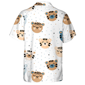 Wild Animals Tiger And Leopard Faces Hawaiian Shirt, Hwaiian For Gift