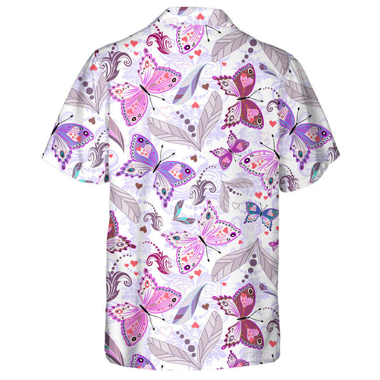Hand Drawn Valentine With Hearts And Butterflies Hawaiian Shirt, Hawaiian Shirt Gift, Christmas Gift