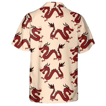 Retro Drawing Traditional Chinese Red Dragon Hawaiian Shirt,Hawaiian Shirt Gift, Christmas Gift