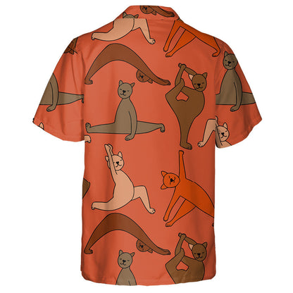 Cats In Different Yoga Poses On Orange Hawaiian Shirt, Hawaiian Shirt Gift, Christmas Gift