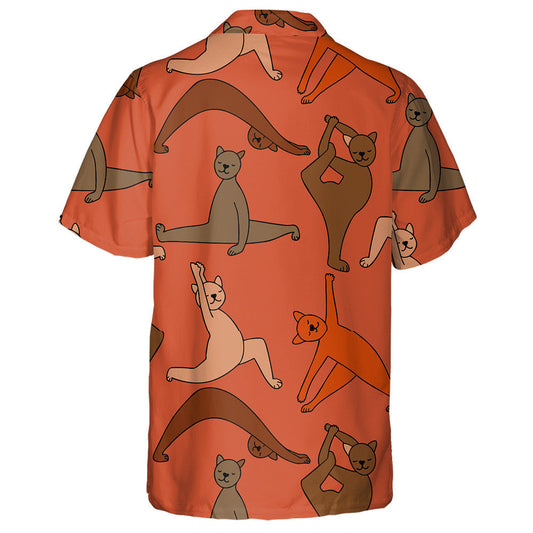 Cats In Different Yoga Poses On Orange Hawaiian Shirt, Hawaiian Shirt Gift, Christmas Gift