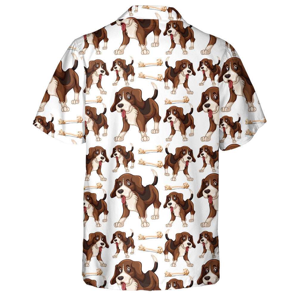 I Love Cute Brown Beagle Dogs Hawaiian Shirt, Hawaiian Shirt Gift, Christmas Gift