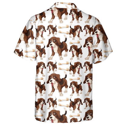I Love Cute Brown Beagle Dogs Hawaiian Shirt, Hawaiian Shirt Gift, Christmas Gift