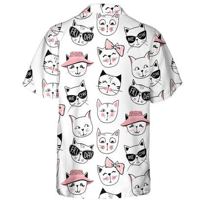 Fashion Cat Kitten Illustration In Sketch Style Hawaiian Shirt, Hawaiian Shirt Gift, Christmas Gift