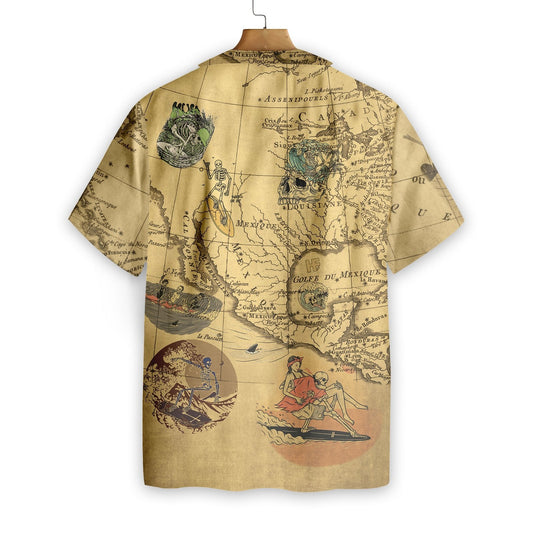Skeleton Surfing Beautiful Vintage Style Hawaiian Shirt,Hawaiian Shirt Gift, Christmas Gift