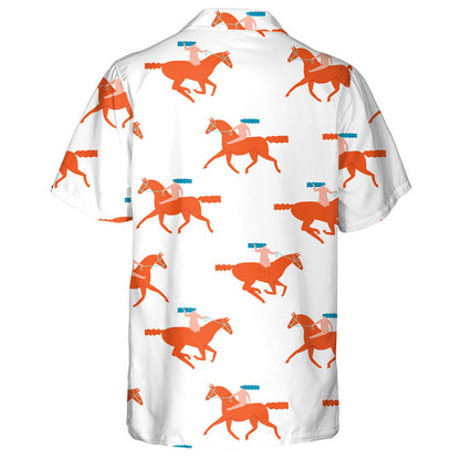 Léiriú Cartúin Greannmhar Cailín ag Marcaíocht Capall Dearg Léine Haváís, Bronntanas Léine Haváíais, Bronntanas Nollag