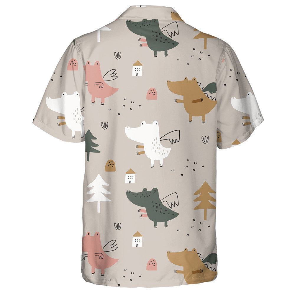 Dragons Babaí gleoite Ar Chúlra Beige Léine Haváís, Bronntanas Léine Haváí, Bronntanas Nollag