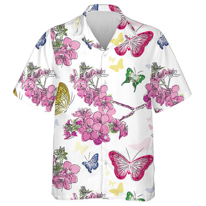 Theme Mystical Floral Background With Butterflie Hawaiian Shirt,Hawaiian Shirt Gift, Christmas Gift