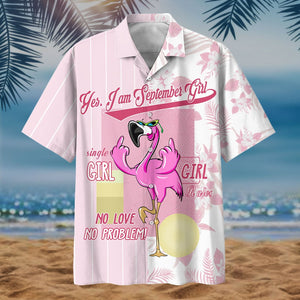 Flamingo September Girl Pattern Design Hawaiian Shirt,Hawaiian Shirt Gift, Christmas Gift