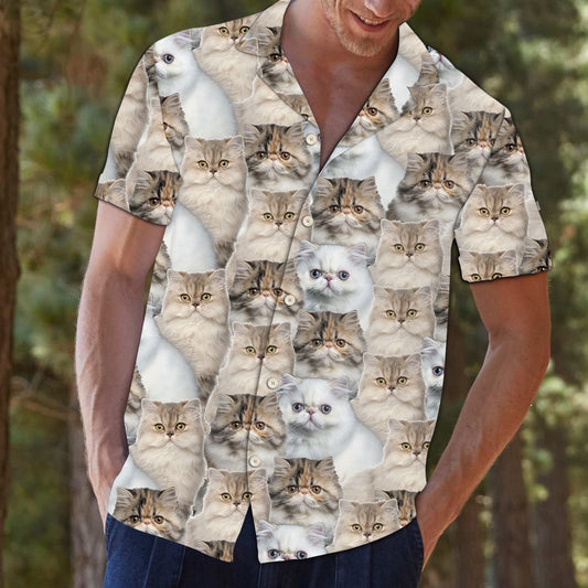 Brown And Persian Cat Mix Vintage Style Hawaiian Shirt, Hawaiian Shirt Gift, Christmas Gift
