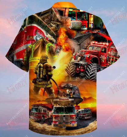 Tusa An Dóiteán i Mo Chroí Comhraiceoir Dóiteáin Léine Haváínis Unisex Muinchille Samhraidh Gearr-Léine Haváise Léinte Haváís Patrún Léine Haváíais, Bronntanas Léine Haváíais, Bronntanas Nollag