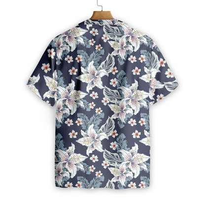 White Floral Flower 02 Design Hawaiian Shirt, Hwaiian For Gift