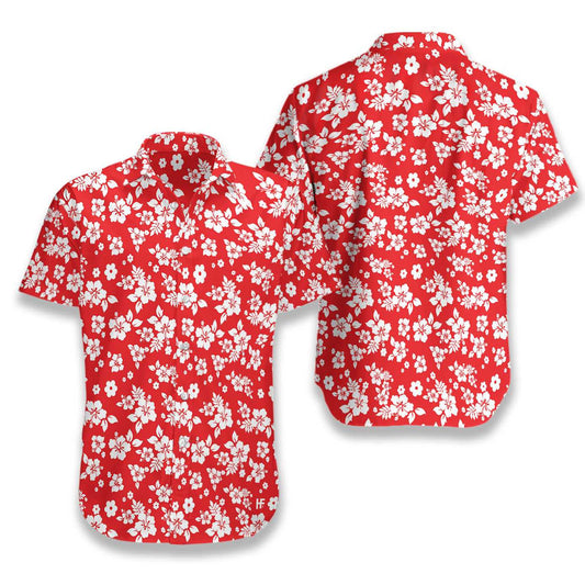 Flower On Red Background Design Hawaiian Shirt,Hawaiian Shirt Gift, Christmas Gift