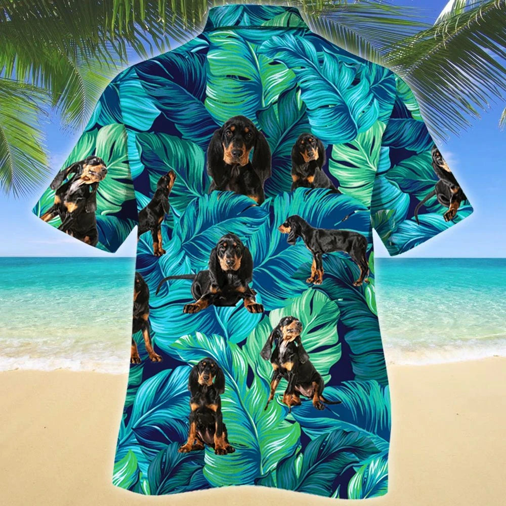 Lush Forest Black And Tan Coonhound Lovers Madraí Léine Haváís, Bronntanas Léine Haváíais, Bronntanas Nollag