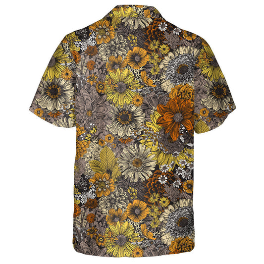 Autumn Flowers And Butterflies In Gray And Orange Hawaiian Shirt, Hawaiian Shirt Gift, Christmas Gift