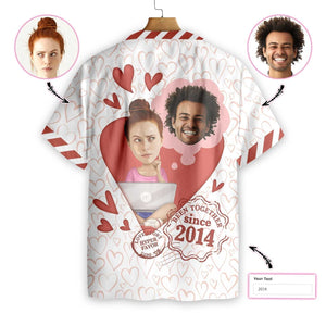 Thinking Couple Scupidity Love Custom Number And Photo Hawaiian Shirt, Hawaiian Shirt Gift, Christmas Gift