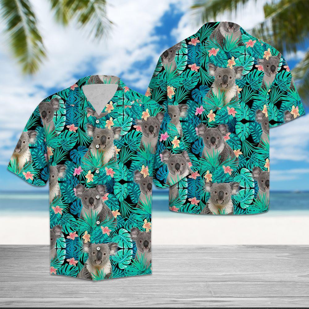 Koala Flower Tropical Jungle Design Hawaiian Shirt, Hawaiian For Gift