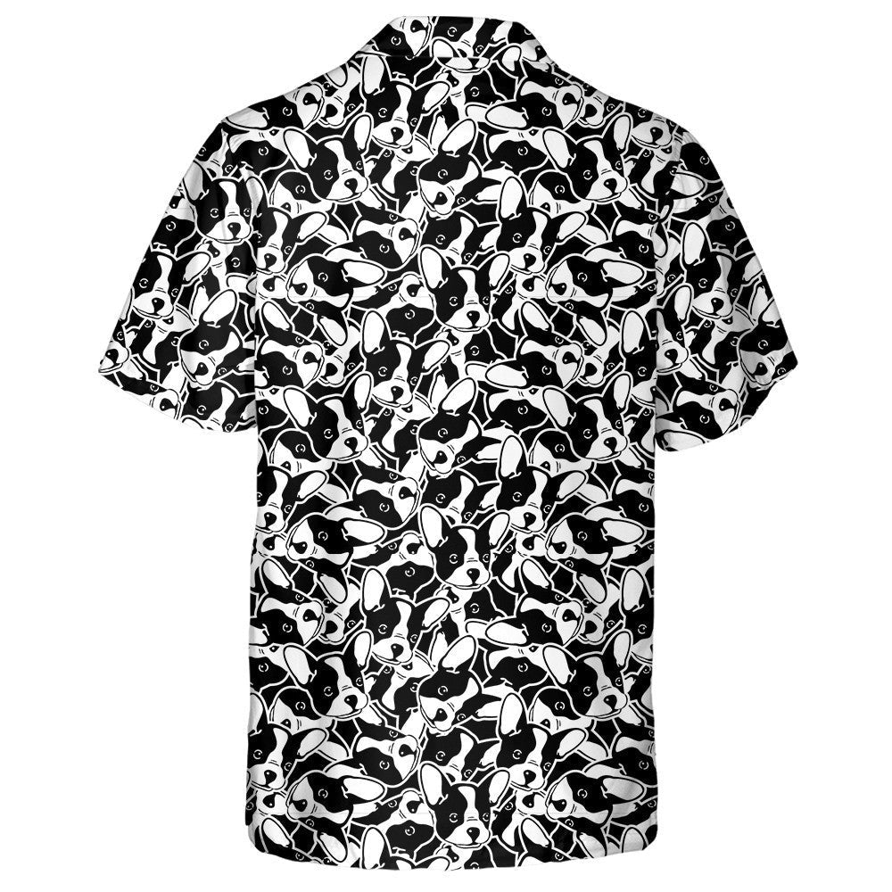 Black And White Face Of Bulldog Hawaiian Shirt, Hawaiian For Gift