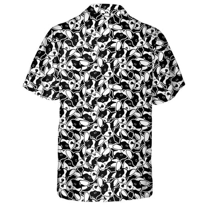 Black And White Face Of Bulldog Hawaiian Shirt, Hawaiian For Gift