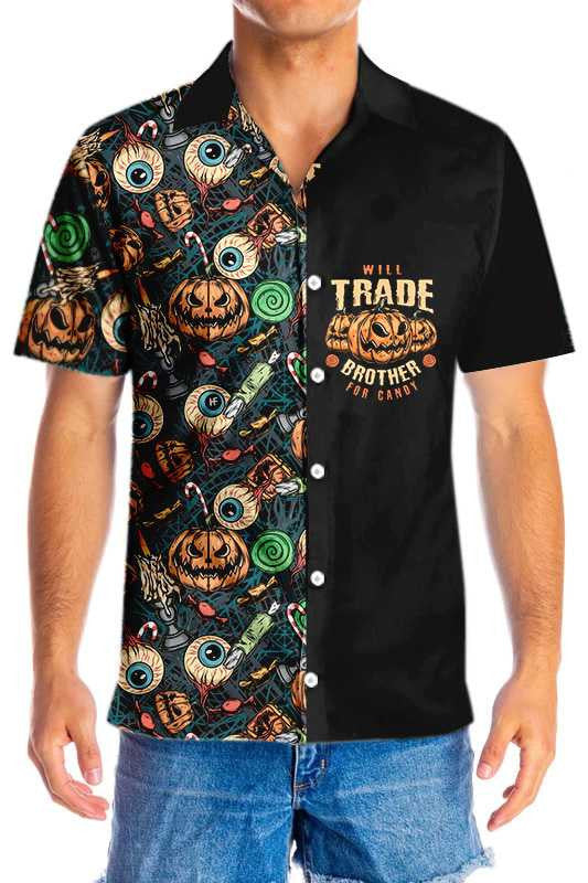 Black Background Vintage Halloween Scary Pumpkin Hawaiian Shirt, Hawaiian For Gift