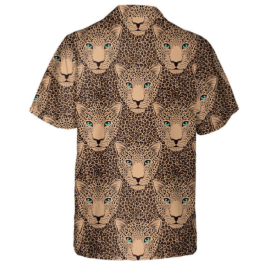 Polygonal Hearts And Flowers On Leopard Skin Hawaiian Shirt, Hawaiian Shirt Gift, Christmas Gift