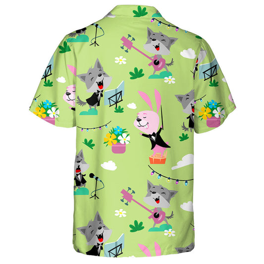 Fun Party In The Forest Hare And Wolf Hawaiian Shirt, Hawaiian Shirt Gift, Christmas Gift