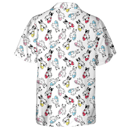 French Bulldog Swimming Pool Ring Cartoon Hawaiian Shirt, Hawaiian Shirt Gift, Christmas Gift