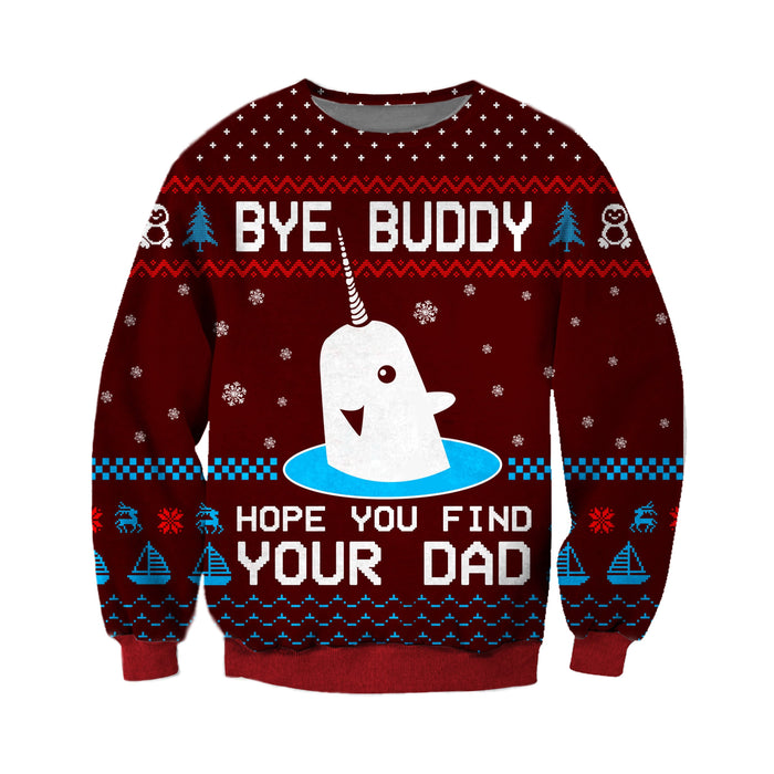 Bye Buddy Knitting Pattern 3D Print Ugly Christmas Sweater Hoodie All Over Printed,Christmas Gift,Gift Christmas 2022