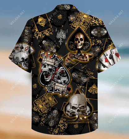 Poker Skull Contúirteacha Léine Haváís Unisex, Bronntanas Léine Haváís, Bronntanas Nollag