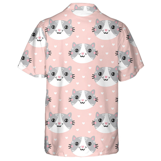 Gleoite Cat Muzzle Ar Chúlra Bándearg Le Hearts Léine Haváís, Bronntanas Léine Haváís, Bronntanas Nollag