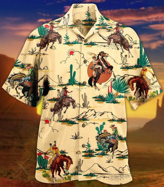 Cowboy Horses Desert Hawaiian Shirt, Hwaiian For Gift