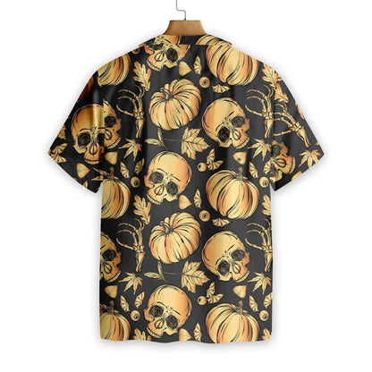 Pumpkin & Skull Halloween Hawaiian Shirt,Hawaiian Shirt Gift, Christmas Gift
