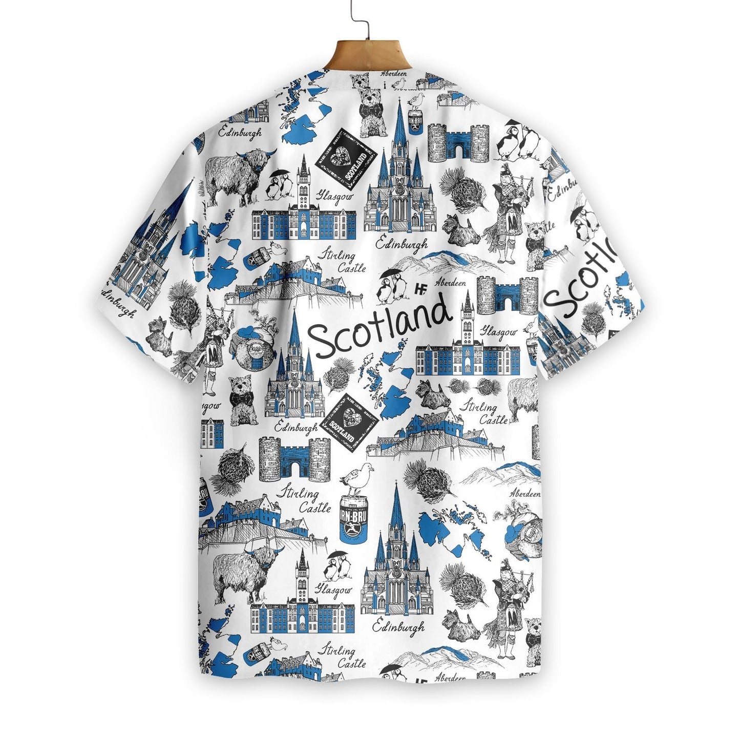I Love Scotland Doodle Pattern Hawaiian Shirt, Hawaiian For Gift