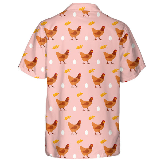 Chicken Egg And Arista On Pink Background Hawaiian Shirt, Hawaiian Shirt Gift, Christmas Gift