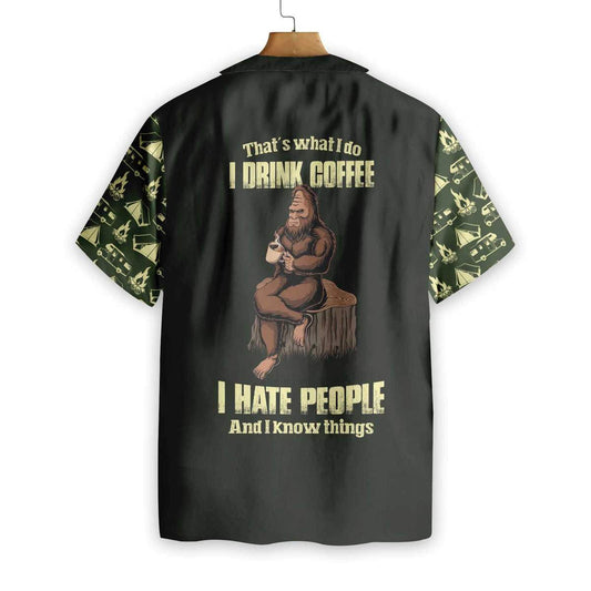 l Drink Coffee & Hate People Pattern Hawaiian Shirt,Hawaiian Shirt Gift, Christmas Gift