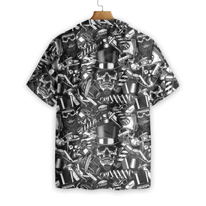 Barbershop On Black Background Pattern Hawaiian Shirt, Hawaiian For Gift