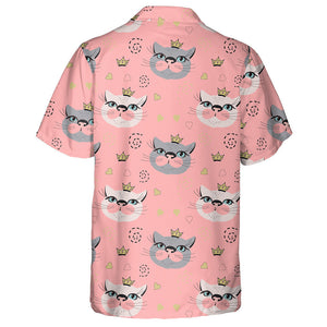 Adorable Cat Princess Face On Pink Background Hawaiian Shirt, Hawaiian Shirt Gift, Christmas Gift