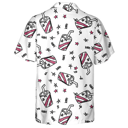 Doodle Beverages And Stars For The Independence Day Hawaiian Shirt, Hawaiian Shirt Gift, Christmas Gift
