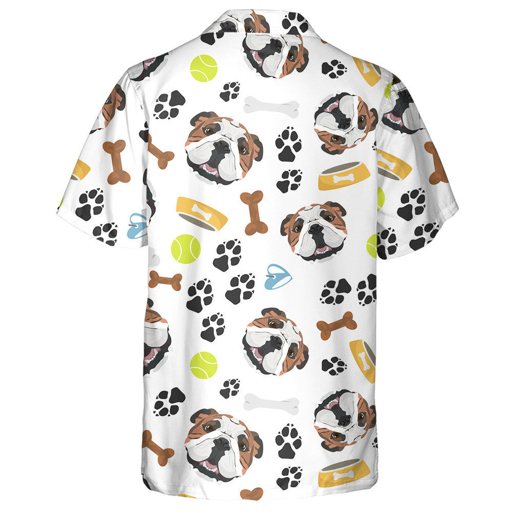 Smiling Dog English Bulldog With Paw Dog Hawaiian Shirt, Hawaiian Shirt Gift, Christmas Gift