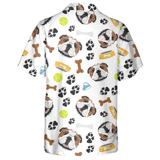 Smiling Dog English Bulldog With Paw Dog Hawaiian Shirt, Hawaiian Shirt Gift, Christmas Gift