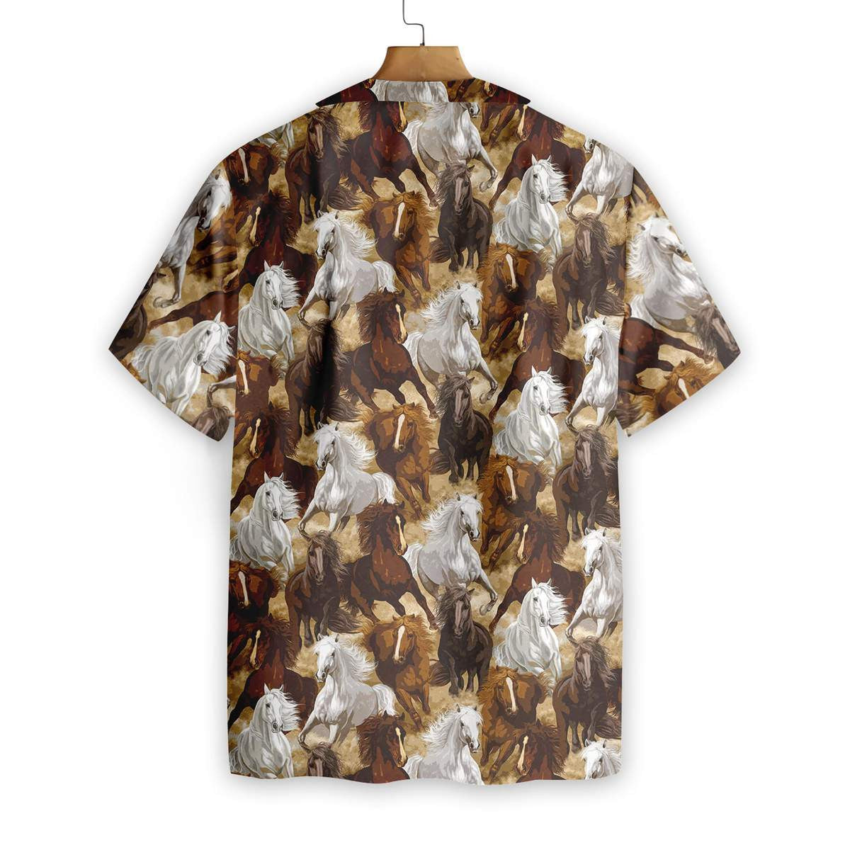 Black Brown White Horses Pattern Hawaiian Shirt, Hawaiian For Gift