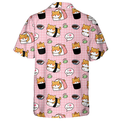 Shiba Inu Sushi With Wasabi Isolated Background Hawaiian Shirt, Hawaiian Shirt Gift, Christmas Gift