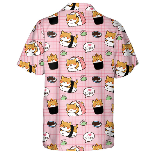 Shiba Inu Sushi With Wasabi Isolated Background Hawaiian Shirt, Hawaiian Shirt Gift, Christmas Gift