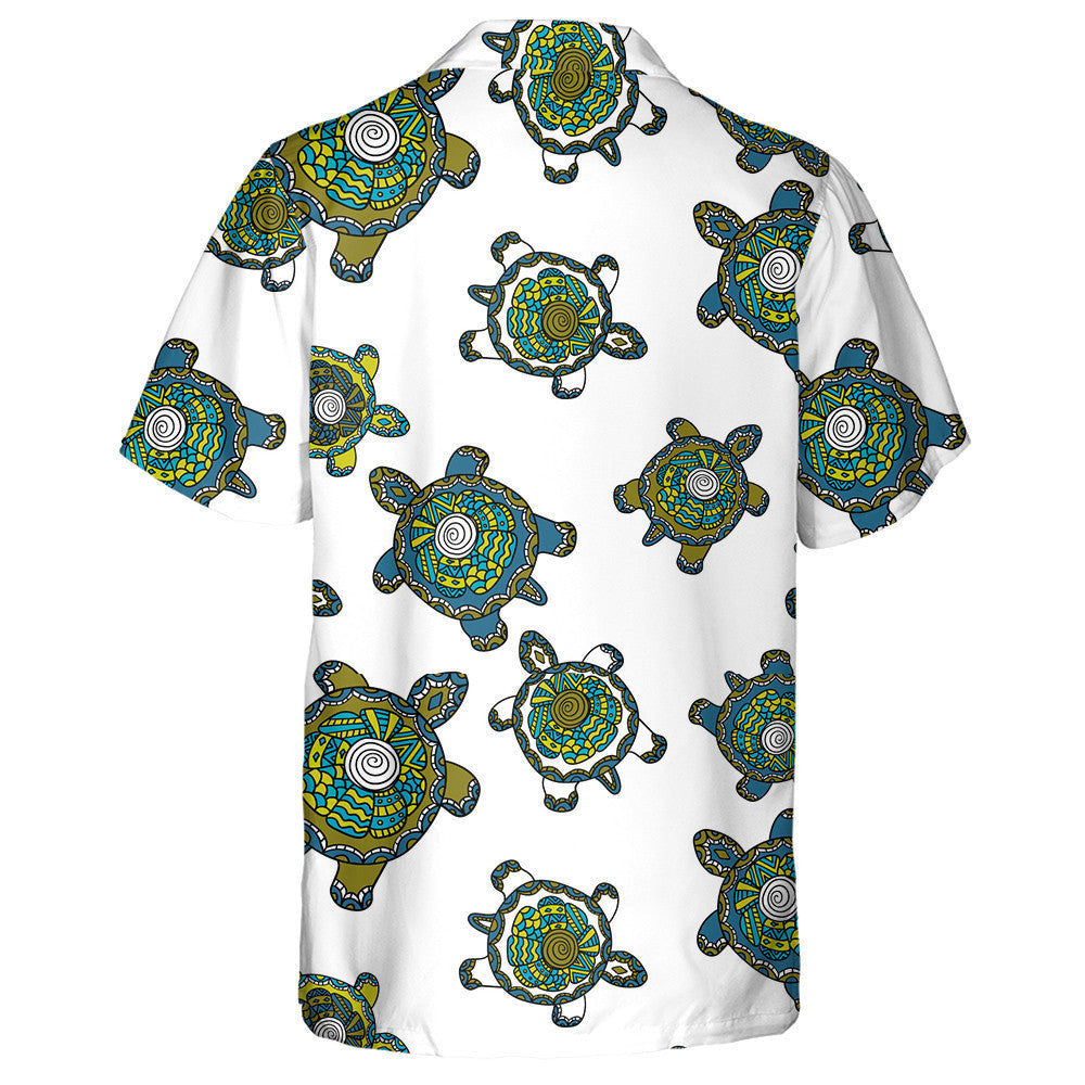 Hand Drawn Tribal With Multicolored Ornamental Turtles Hawaiian Shirt, Hawaiian Shirt Gift, Christmas Gift