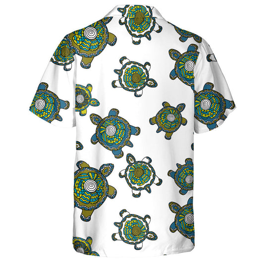 Hand Drawn Tribal With Multicolored Ornamental Turtles Hawaiian Shirt, Hawaiian Shirt Gift, Christmas Gift