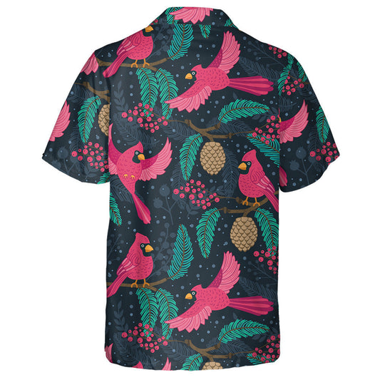 Watercolor Red Cardinal And Pinecones Winter Theme Hawaiian Shirt, Hawaiian Shirt Gift, Christmas Gift