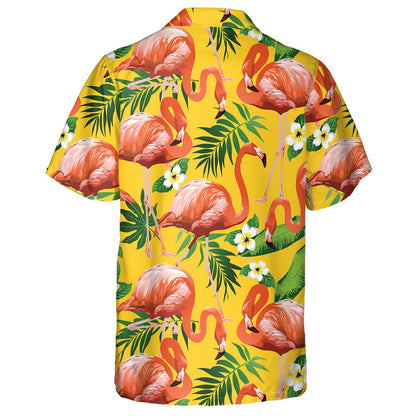 Beautiful Flamingos With Tropical Leaves And Florals Hawaiian Shirt, Hawaiian Shirt Gift, Christmas Gift