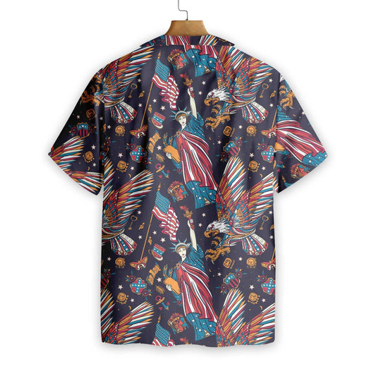 Classic Tattoo Style American Eagle Design Hawaiian Shirt,Hawaiian Shirt Gift, Christmas Gift