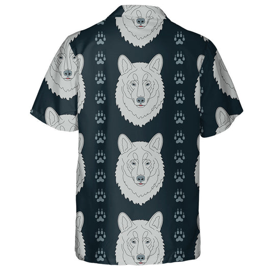 Face Of Wild Gray Wolf And Traces Hawaiian Shirt, Hawaiian Shirt Gift, Christmas Gift