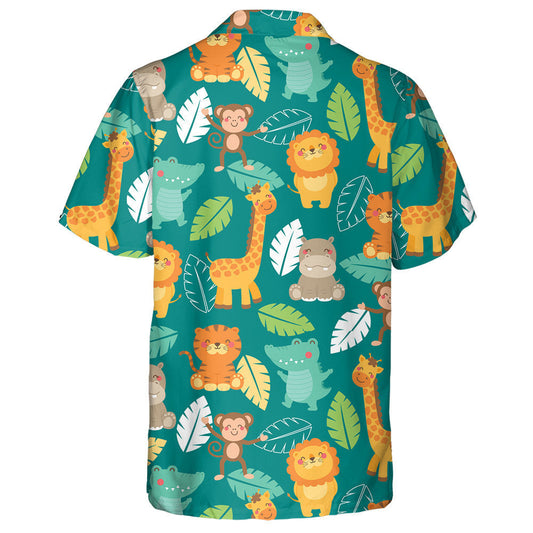 Jungle Glas Teochriosach Le Ainmhithe Sioráf Aghaidh Miongháire Léine Haváís, Bronntanas Léine Haváís, Bronntanas Nollag